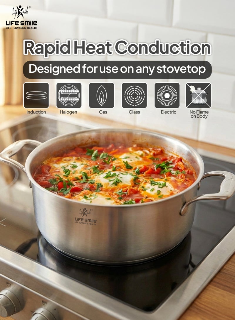 Life Smile Stainless Steel Cookware Set – 6 Pieces | 24/28/32cm Soup pot with Lid | Induction Compatible | 304 Stainless Steel Cookwares - Image 5